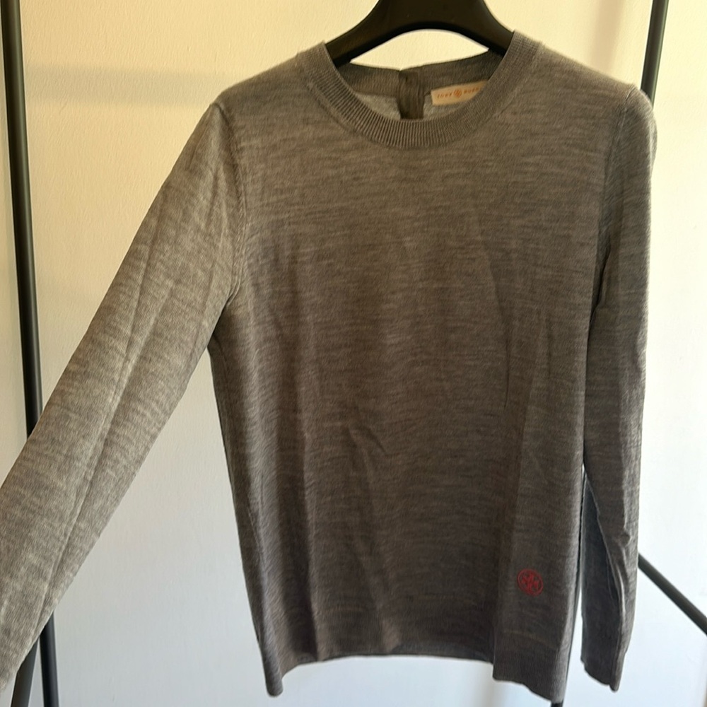 Tory Burch wool gray long sleeve sweater size small